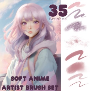 Procreate Soft Anime Artistic Brushes, Soft and Aesthetic Brush Set, Procreate Manga Anime Drawing, Portrait Brushes, Hair Brushes