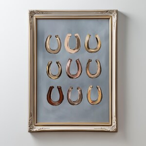 Herraduras, lámina al óleo, arte mural del oeste, arte del suroeste, Lucky You, póster de estilo campestre moderno, arte mural de dopamina, regalo de inauguración de casa de la suerte imagen 11