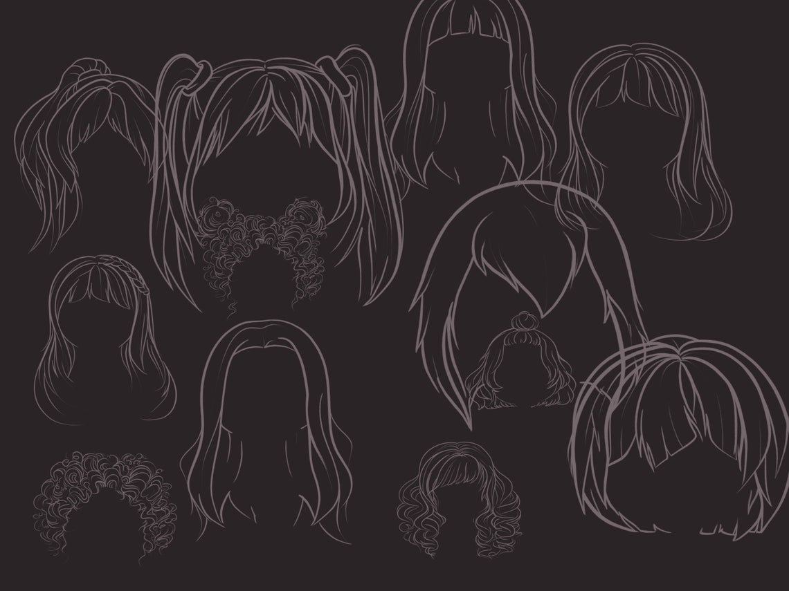 Procreate Hair Stamps, Anime Hair Brushes, Procreate Manga Hair Brushes