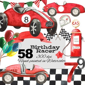 Baby Sport Autos, Aquarell Vintage Autos Clip Art Set, Rennautos Aquarell Clipart, Nostalgische Automobile Illustrationen für DIY-Projekte