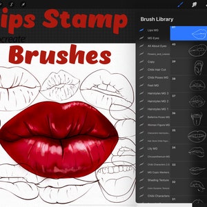 Stamps Guide Procreate Brushes, 41 Lips Brushes For Procreate, Portrait Guide for Beginners, Easy Stamp Brush Set, Realistic Lips