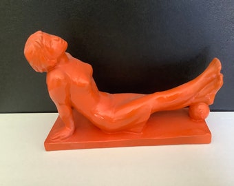 Vintage Sunbathing woman terracotta sculpture