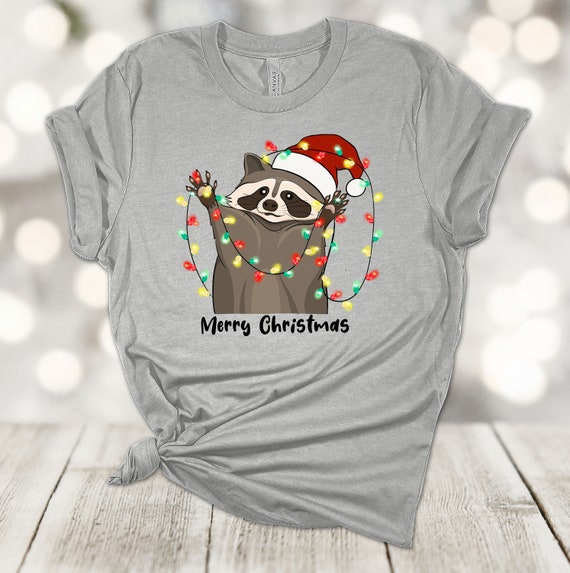 Christmas Raccoon Tee: Tangled Holiday Lights, Soft Unisex Shirt