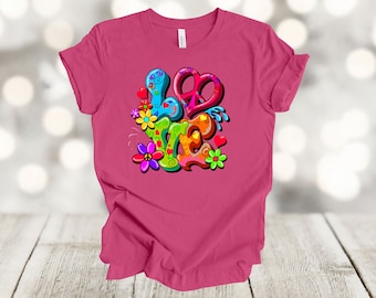 Tie Dye Hippie, Peace Hippie Love, Daisy, Premium Soft Unisex Tee, 2x, 3x, 4x Plus Size Available