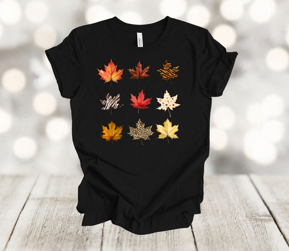 Fall Leaves Animal Print Tee - Soft Unisex Autumn Shirt