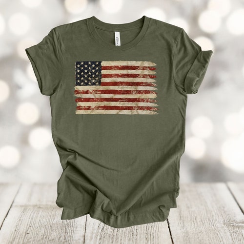 T-shirt Personalizzata USA Flag Union Carpenter &ndash; Cotone Pesante &ndash; Uomo &ndash; Nera