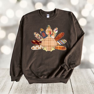 Fall Sweatshirt, Printed Patchwork Turkey, Thanksgiving Turkey, Faux Patchwork, Quilted Turkey, Gildan Sweatshirt, Up to 5x Sizes