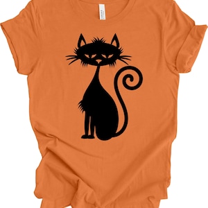 Black Cat Halloween Tee: Soft Unisex Shirt, Plus Sizes Available