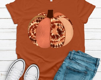 Camiseta Tie Dye con Calabaza: Camiseta unisex suave para otoño