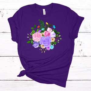 Pastel Roses And Wildflowers, Watercolor Rose Shirt, Wildflower Tee Shirt, Premium Unisex Tee, Plus Size 2x, 3x, 4x