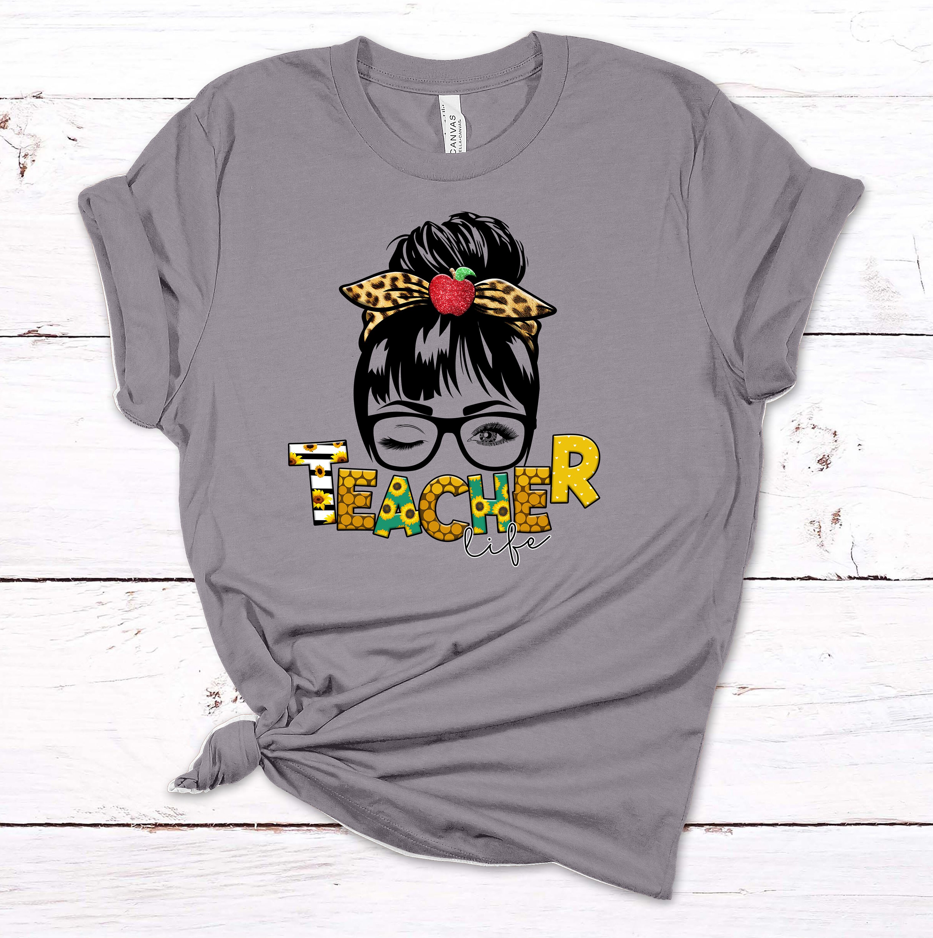 Teacher Life Messy Bun Graphic Tee, Soft Unisex Shirt - Etsy