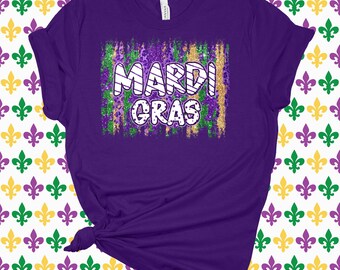 Camiseta unisex con estampado de rayas de Mardi Gras - Barrio Francés de Nueva Orleans