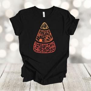 Halloween Shirt, Candy Corn Mandala, Fall Tee Shirt, Trick Or Treat, Premium Soft Unisex Tee, 2x, 3x, 4x Plus Sizes Available