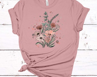 Pretty Wildflower Shirt, Wild Flowers, Flower Bouquet, Floral Tee, Premium Soft Unisex Tee, Plus Size 2x, 3x, 4x Plus Size Available
