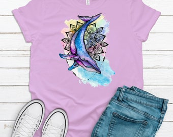 Watercolor Whale, Premium Unisex Tee , Soft Tee Shirt, Plus Size Available, Choice Of Shirt Color, Blue Whale, Ocean Life