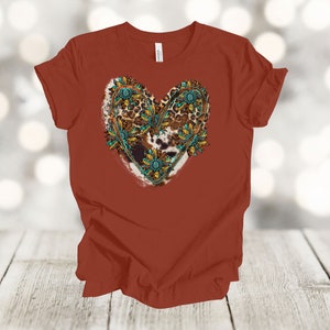 Western Shirt, Cute Western Heart, Cow And Leopard Print Heart, Western Style Sunflower, Premium Soft Unisex, Plus Size 2x, 3x, 4x Available