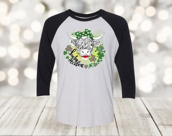 Lucky Heifer Raglan: St. Patrick's Day Cow Shirt