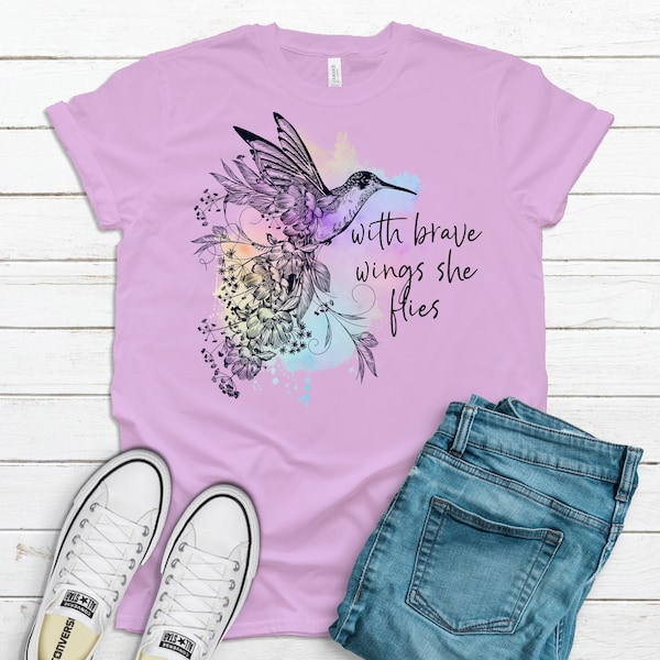 With Brave Wings She Flies, Bella Canvas Tee, Choice Of Colors, Soft Tee Shirt