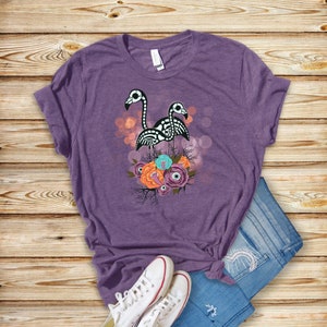 Skeleton Flamingo Halloween Shirt: Fun Unisex Tee