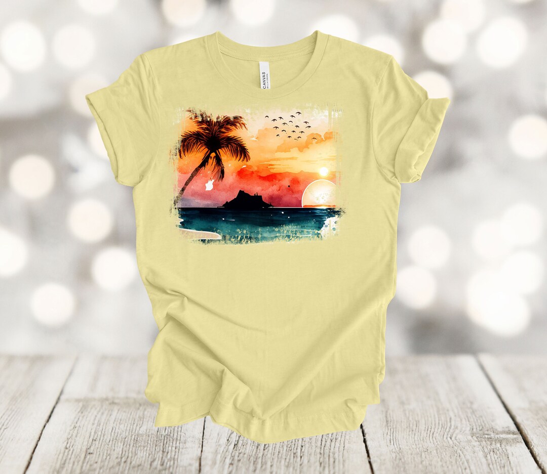 Beach Vacation Shirt, Tropical Sunset Shirt, Island Shirt, Ocean Shirt