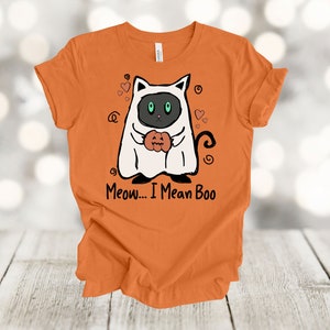 Halloween Cat Ghost Shirt: Meow I Mean Boo, Plus Sizes