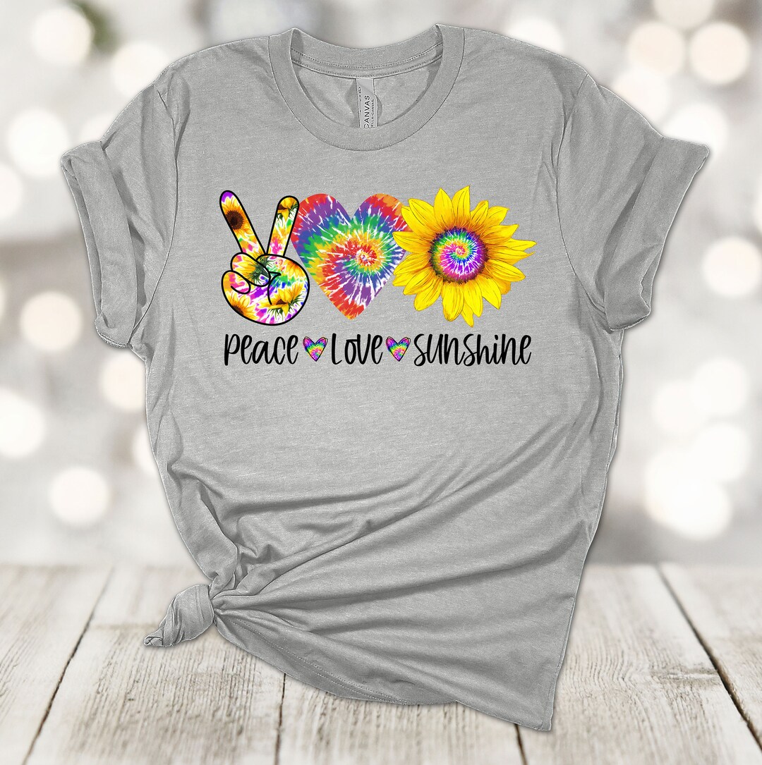 Tie Dye Shirt, Peace Love Sunshine, Premium Soft Unisex Tee, Plus Size ...