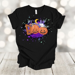 Boo! Halloween Tee: Pumpkin, Ghost & Bat Design - Soft Unisex Fit