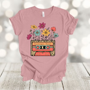Vintage Cassette Tape & Wildflower Graphic Tee - Soft Unisex Shirt
