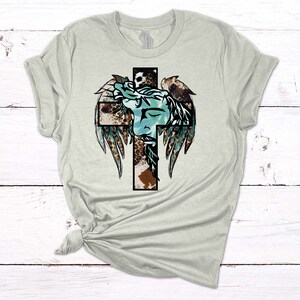Christian Tee, Jesus Face In Cross, Christian Roots, Western Cross, Premium Soft Unisex Tee, Plus Size 2x, 3x, 4x,