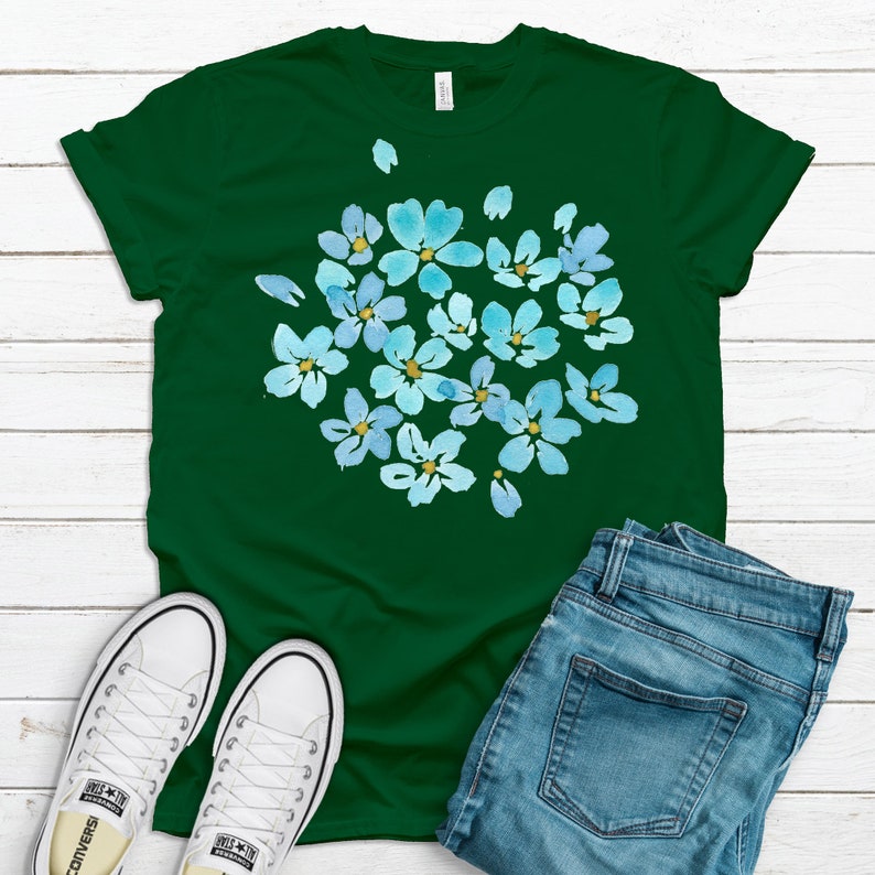 Flower Shirt Pretty Blue Flowers Hydrangeas Springtime Etsy