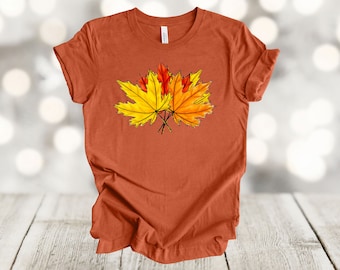 Beautiful Fall Leaves, Maple Leaves, Fall Shirt, Premium Soft Tee, Plus Sizes 3x, 4x Available, Halloween Design, Fall Design