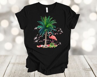 Flamingo Beach Tee: Palm Tree, Watermelon, Coconut - Soft Unisex Shirt