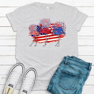 Patriotic Flamingo Tee: Red White Blue 4th of July Shirt
