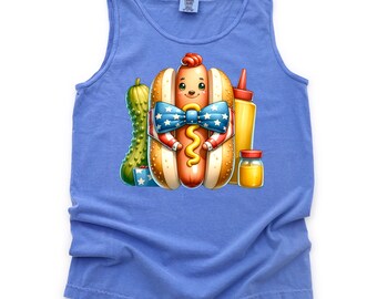 Hot Dog BBQ Tank Top: Comfort Colors Unisex Grilling Shirt