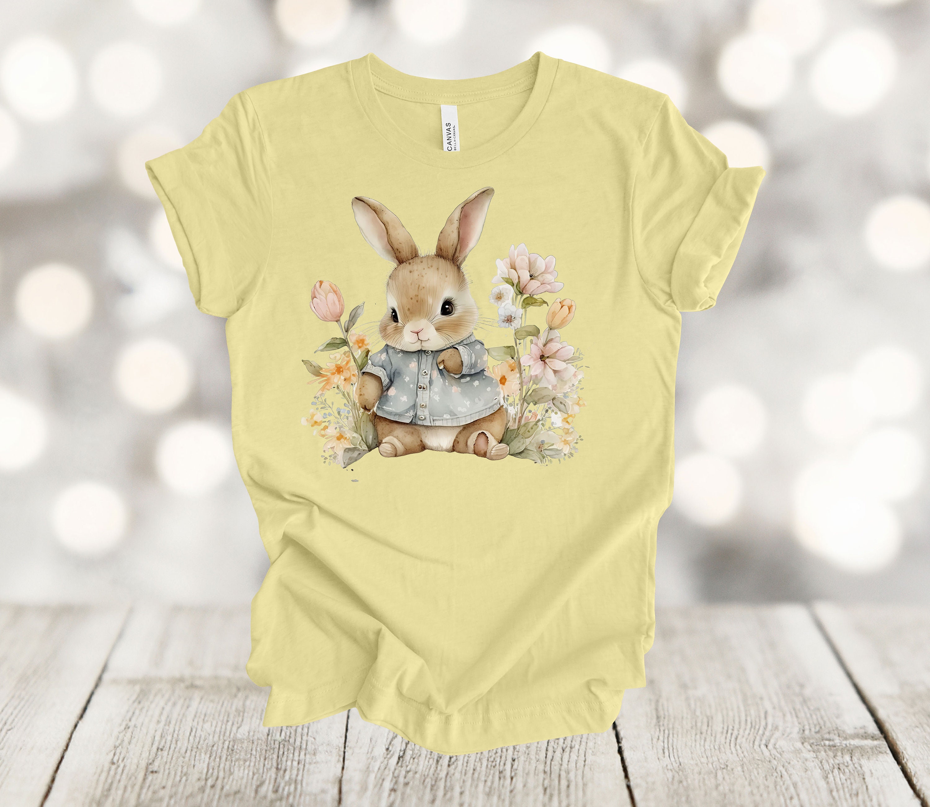 Watercolor Easter Bunnies Shirt Bunny Tee Spring Vibes Tee 