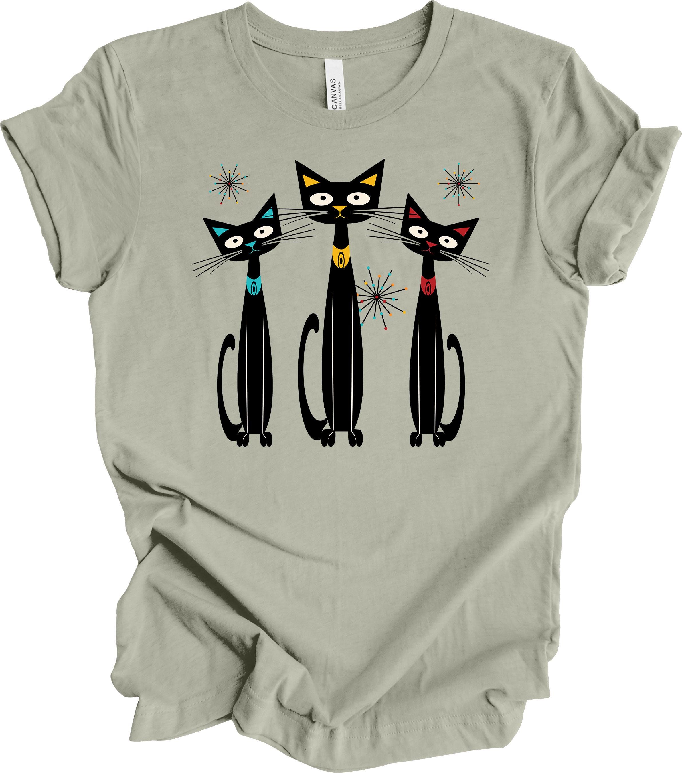 Retro Shirt, Mid Century Cats, 50's, 60's, Classic Cat, Atomic, Premium Soft Unisex Shirt, Plus Sizes Available