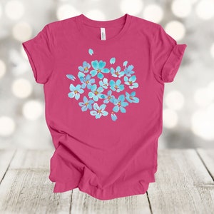 Flower Shirt, Pretty Blue Flowers, Hydrangeas, Springtime Flower, Several Color Choices,  Premium Unisex Tee, Plus Size 2x, 3x, 4x Available