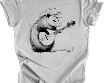 Bluegrass Possum Unisex T-Shirt: Vintage Mandolin Player Music Gift