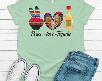 Peace Love Tequila, Premium Unisex Tee, Plus Size 2x, 3x, 4x, Tequila, Cinco De Mayo, Margarita Lover