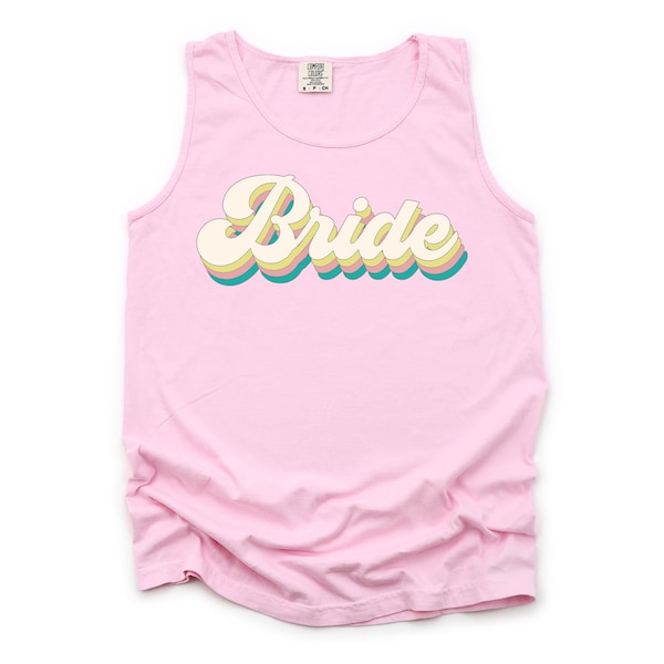 Bachelorette Party Tank, Bride Retro Print, Comfort Colors Unisex Tank Top, Plus Size Available