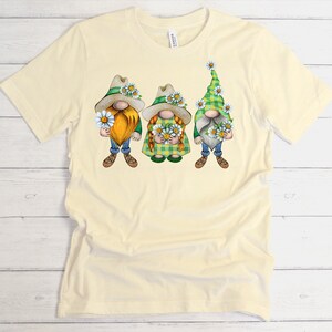 Cute Daisy Loving Gnomes, Flower Gnomes, Spring Gnomes, Premium Soft Unisex Tee, 2x Gnomes, 3x Gnomes, 4x Gnomes, Plus Sizes Available