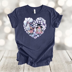 Floral Shirt, Hydrangea Heart Gnomes, Flowers, Premium Soft Unisex Tee, 2x Gnomes, 3x Gnomes, 4x Gnomes, Plus Sizes Available
