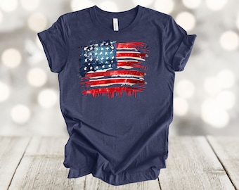 Watercolor American Flag Shirt: Soft Unisex Tee, Plus Sizes