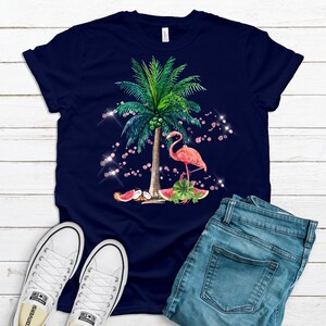 Adorable Flamingo on the Beach, Palm Tree, Watermelon, Coconut, Beach ...