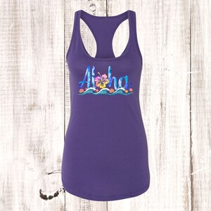 Summer Tank Top, Tie Dye Aloha, Beach Tank Top, Beach Vacation, Ocean Tank, Next Level Women&#39;s Ideal Racerback Tank