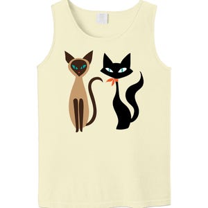 Atomic Retro Cats Tank, Vintage Cat Look, Modern Art, Siamese Cat, Cat Lover, Retro Vibes, Comfort Colors Unisex Tank, Plus Size Available