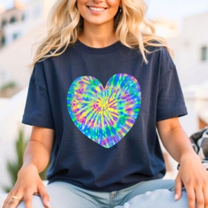 Tie Dye Shirt, Tie Dye Heart, Hippie Heart, Tie Dye Lover, Premium Soft Unisex Tee, Plus Size Available