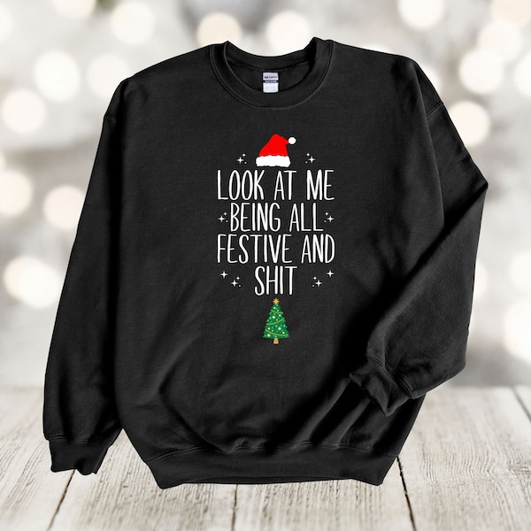 Funny Christmas Sweatshirt: Festive Graphic Gildan Crewneck