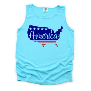 Independence Day Tank, America, Unites States Of America, Patriotic Shirt, Comfort Colors Unisex Tank Top, Plus Size Available