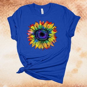 Hippie Shirt, Tie Dye Sunflower, Sunflower Shirt, Music Festival, Premium Soft Unisex Tee, Plus Size 2x, 3x, 4x, Available